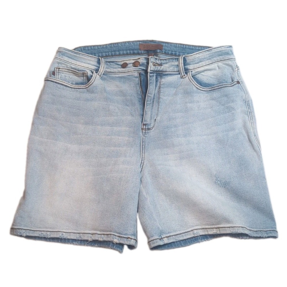 2x Judy Blue Shorts Womens 3XL Mom Denim Elastic Waist Distressed Denim - Picture 4 of 15
